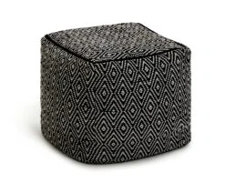 Kaikoo Durrie Cotton Footstool - Black & White -Home Furnishings Store 9619753 R Z002A